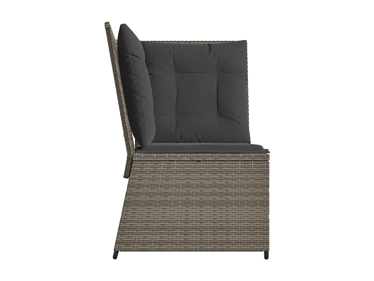 Canapé d'angle de jardin avec coussins gris résine tressée