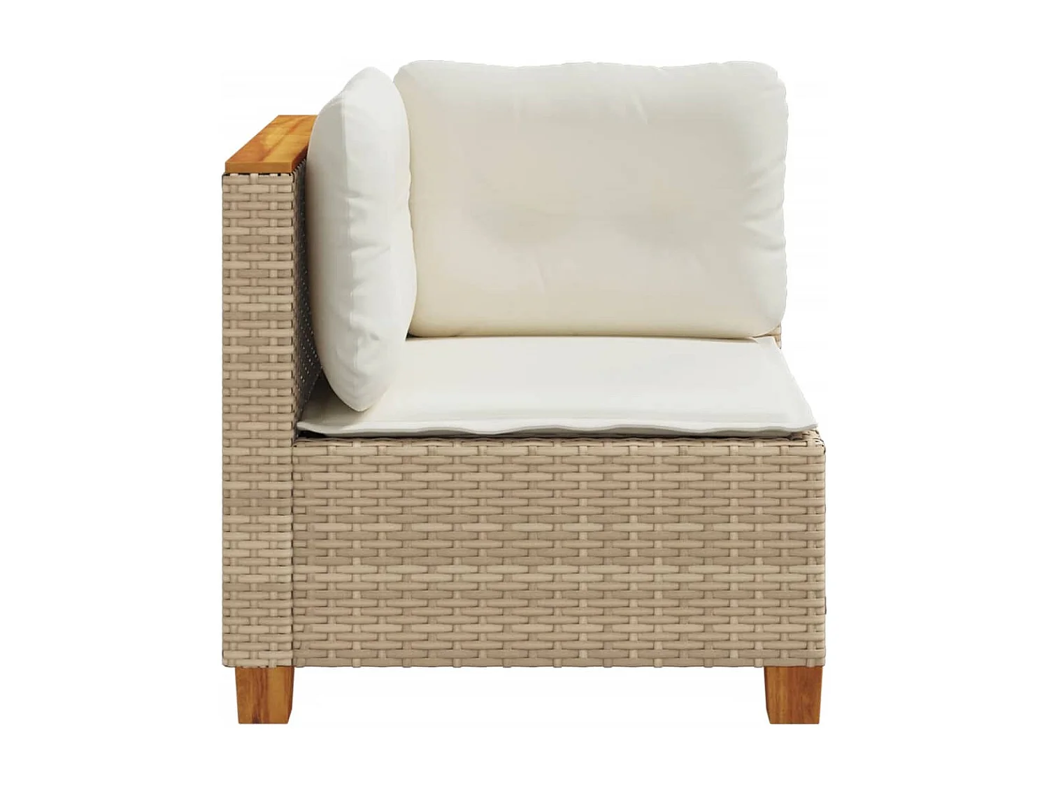Canapé d'angle de jardin avec coussins beige résine tressée