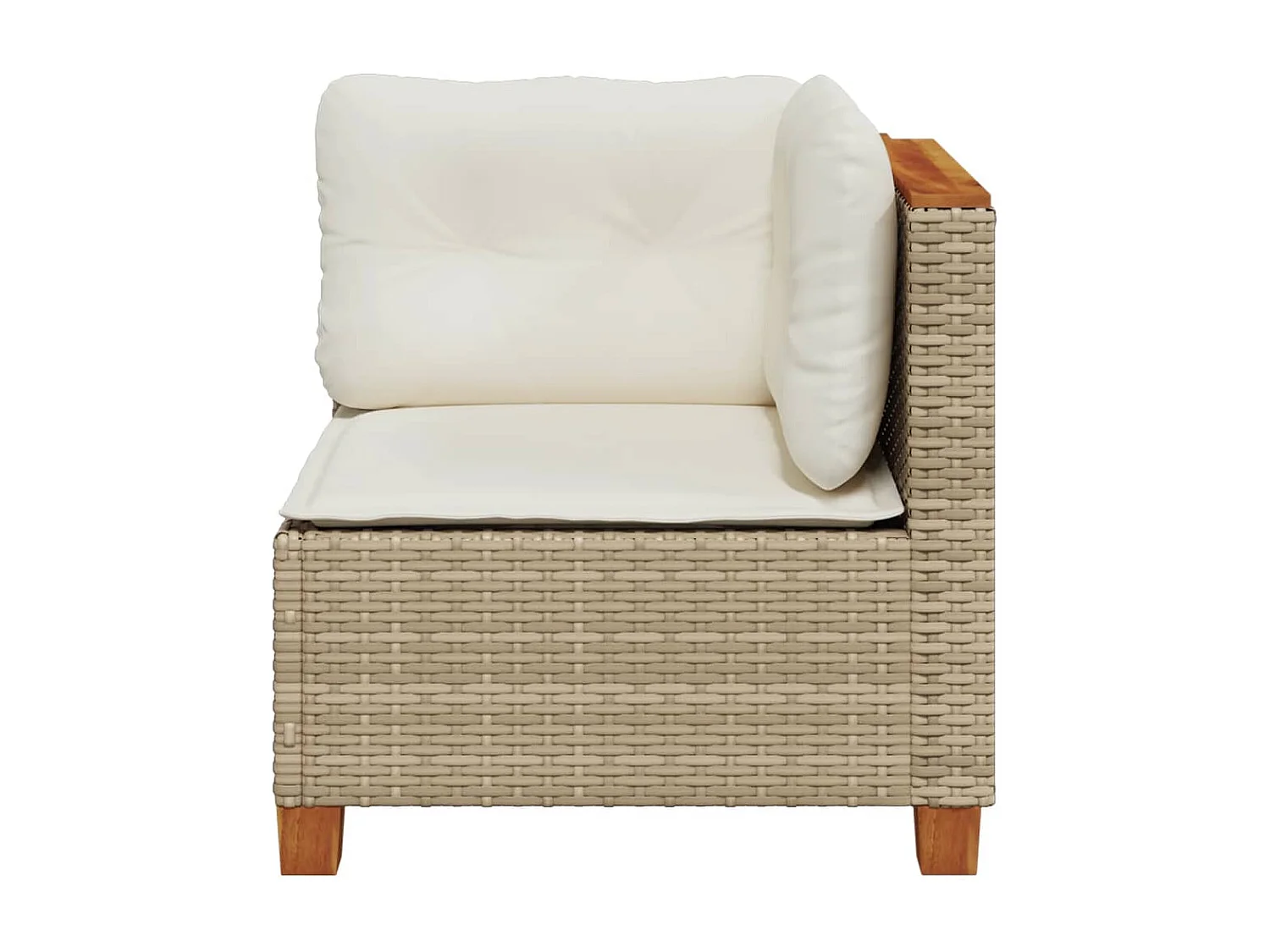 Canapé d'angle de jardin avec coussins beige résine tressée