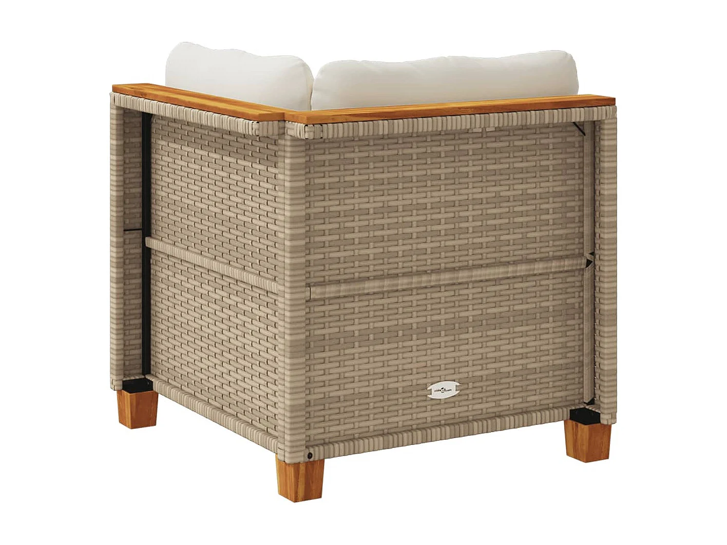 Canapé d'angle de jardin avec coussins beige résine tressée