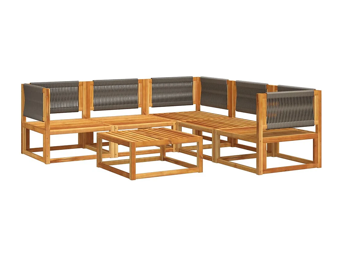 Muebles de jardín con cojines 6 piezas de madera maciza de acacia.