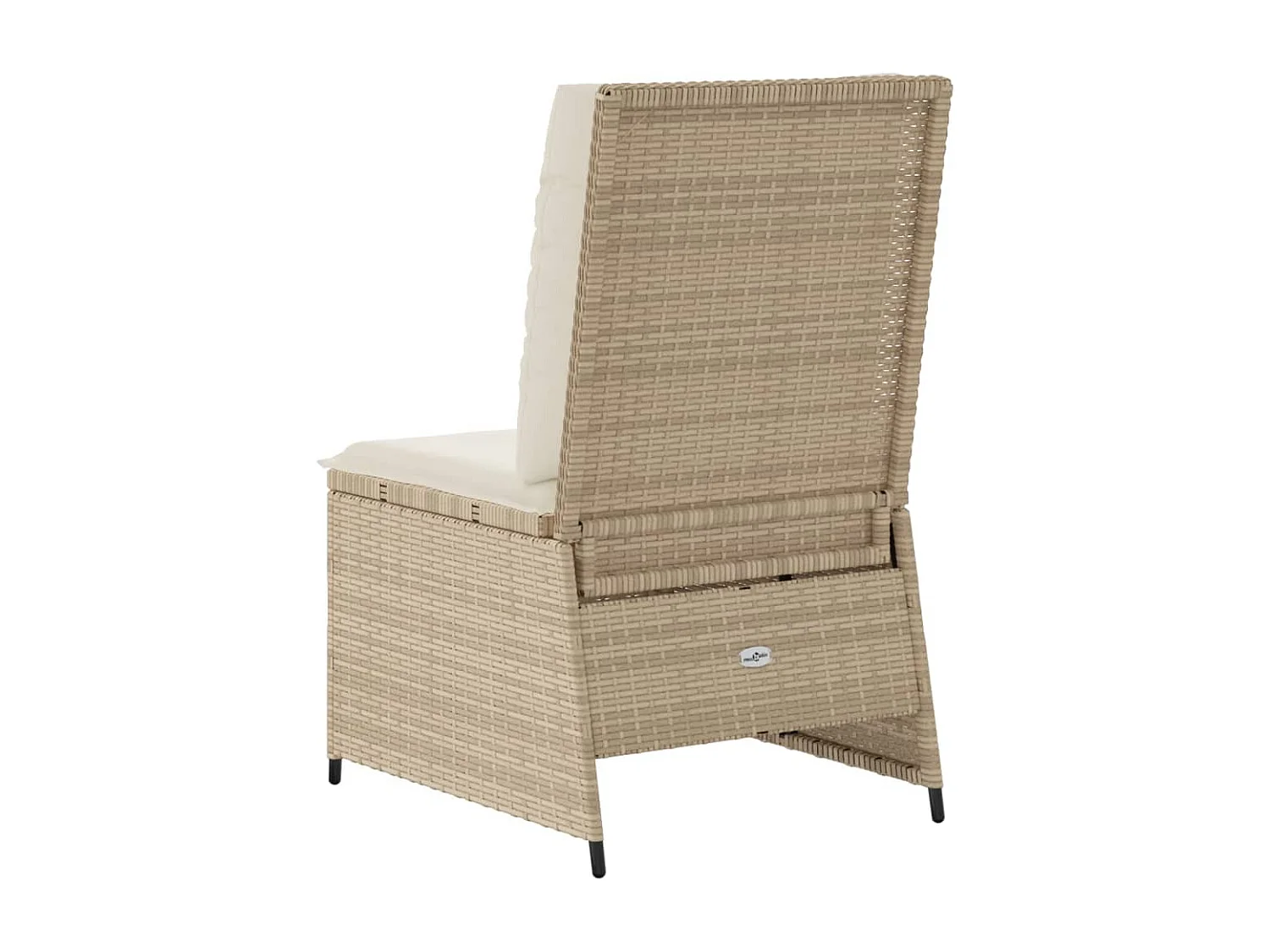Divano da giardino reclinabile con cuscini in resina intrecciata beige