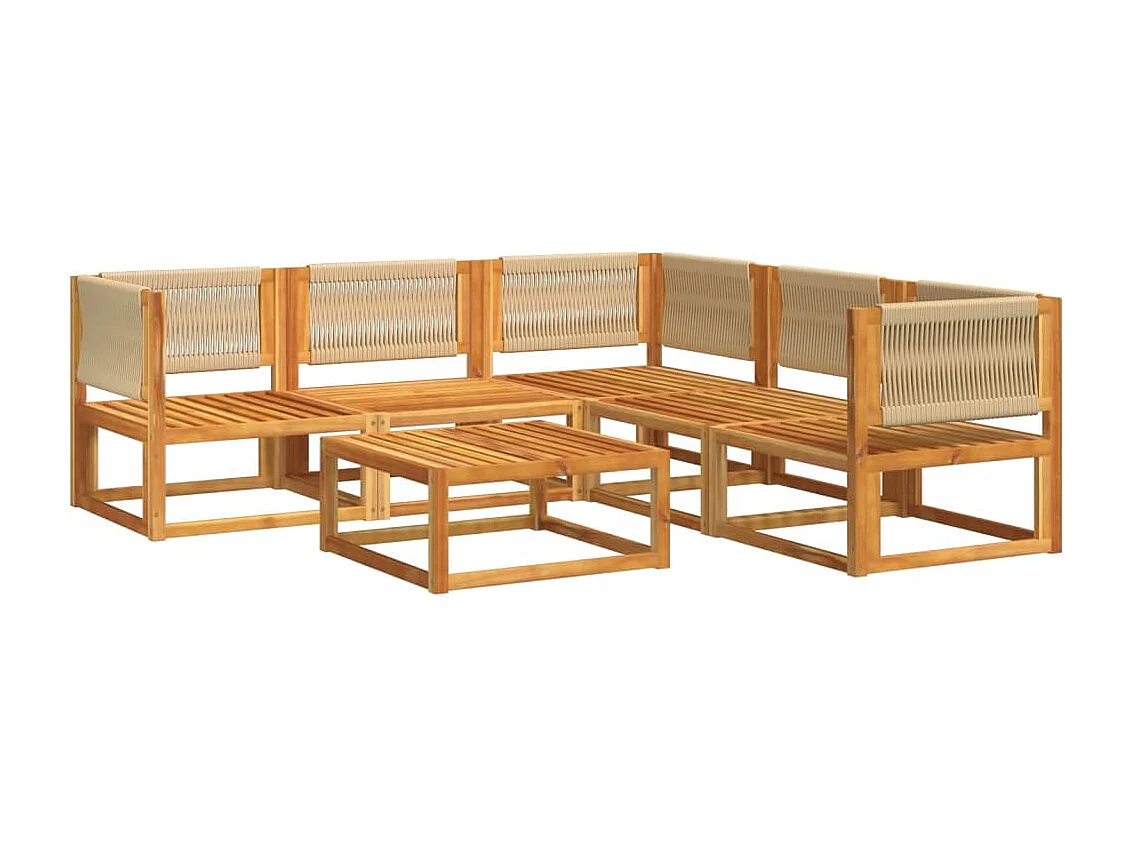 Salon de jardin avec coussins 6 pcs bois d'acacia solide