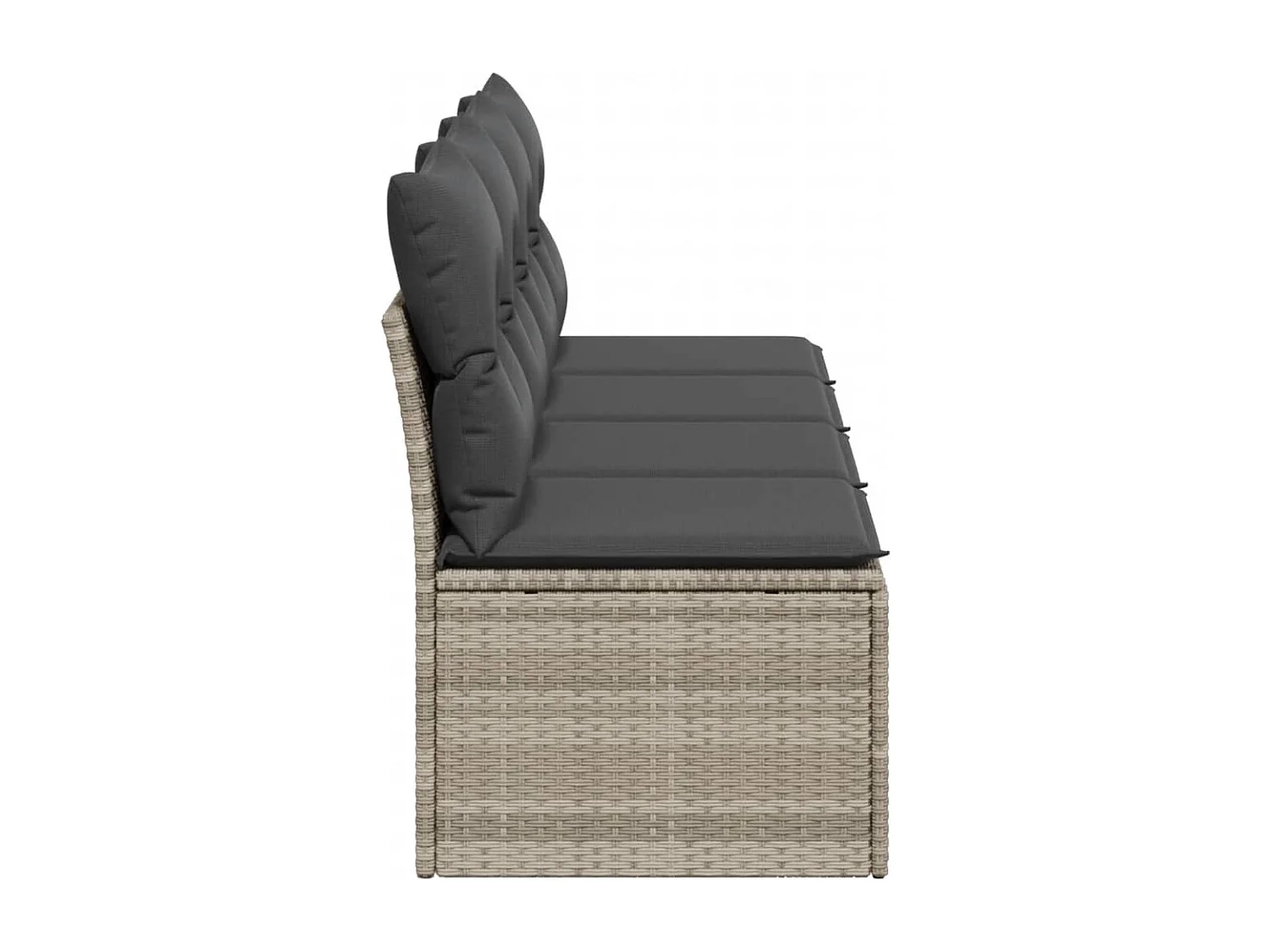 Canapé de jardin et coussins 4 places gris clair résine tressée