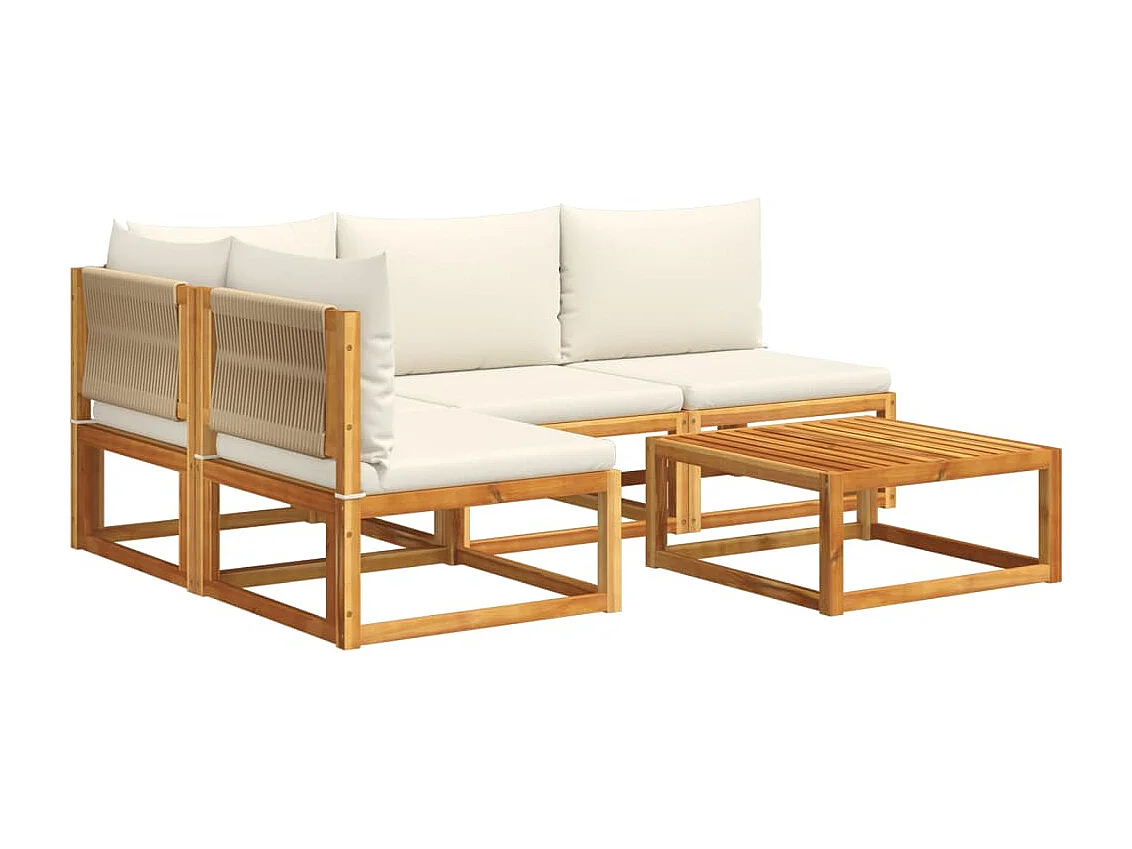 Mobili da giardino con cuscini 5 pz. Legno massello di acacia