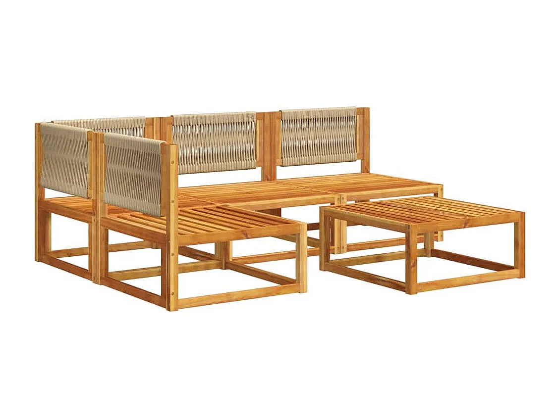 Mobili da giardino con cuscini 5 pz. Legno massello di acacia