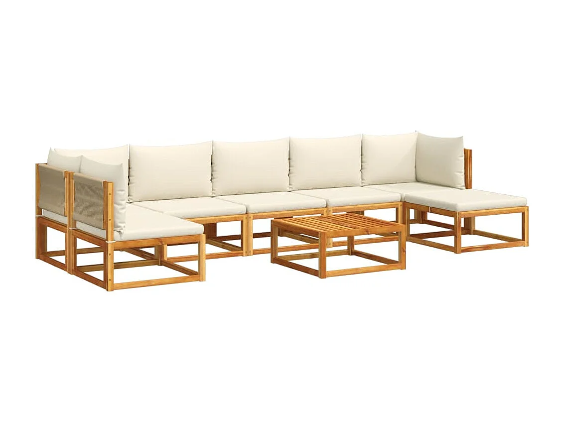 Salon de jardin avec coussins 8 pcs bois massif d'acacia