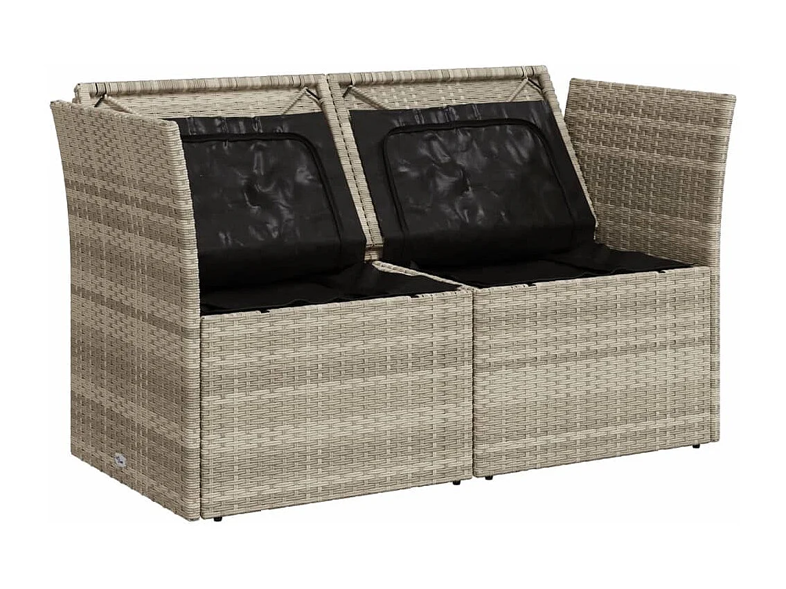 Sofá de jardín de 2 plazas y cojines de resina trenzada gris claro