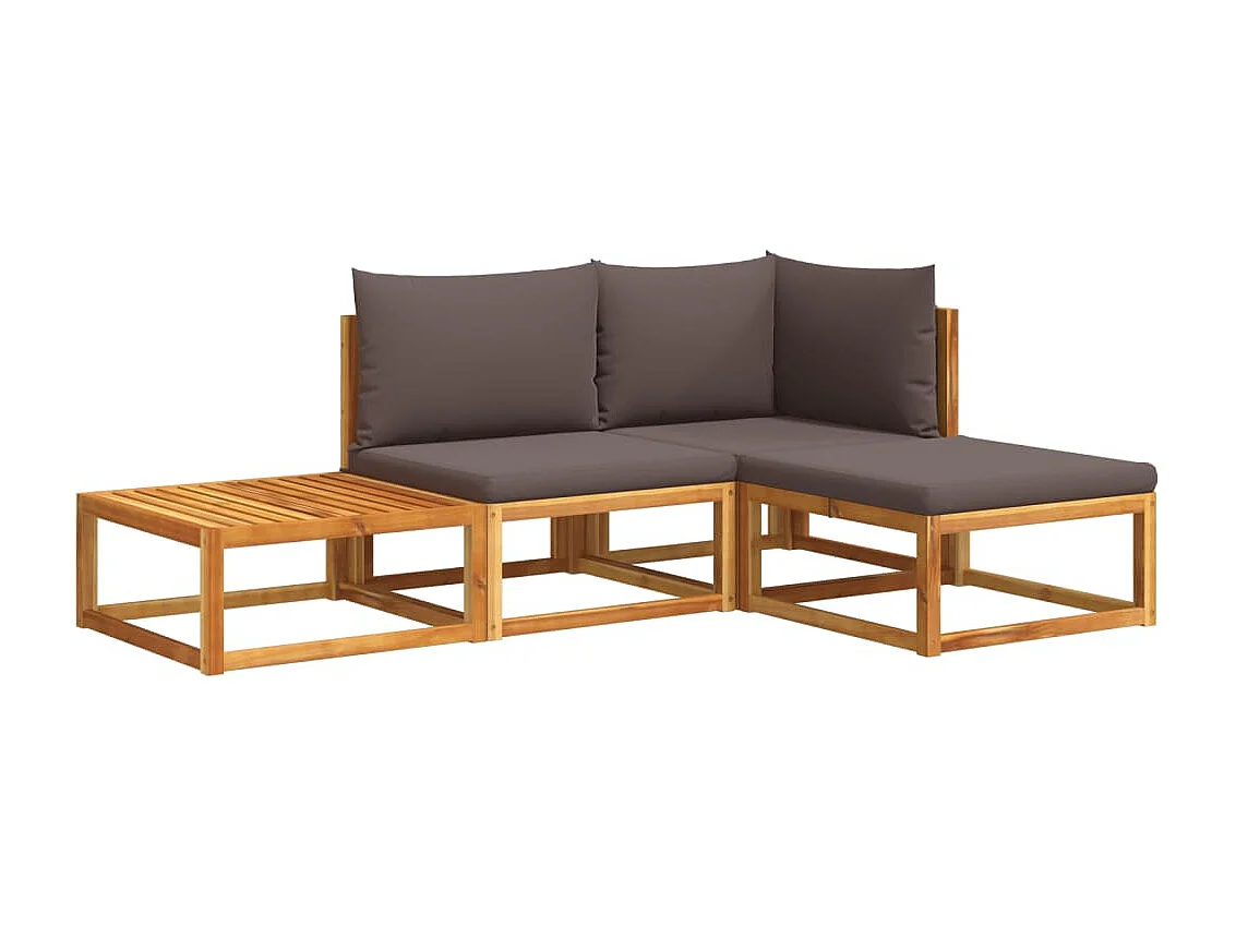 Muebles de jardín con cojines 4 piezas de madera maciza de acacia.