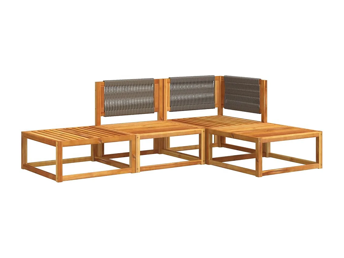 Muebles de jardín con cojines 4 piezas de madera maciza de acacia.