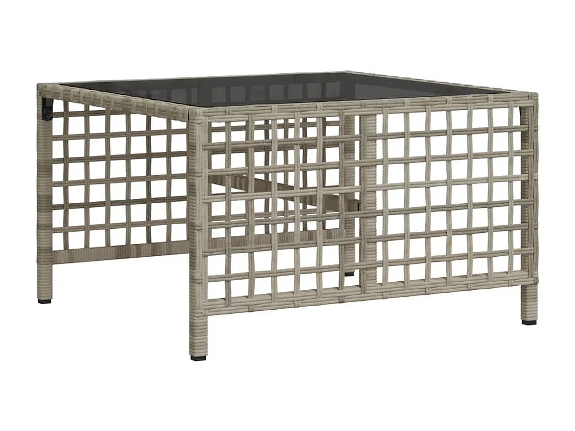 Salon de jardin d'angle avec coussins 3 pcs gris clair rotin