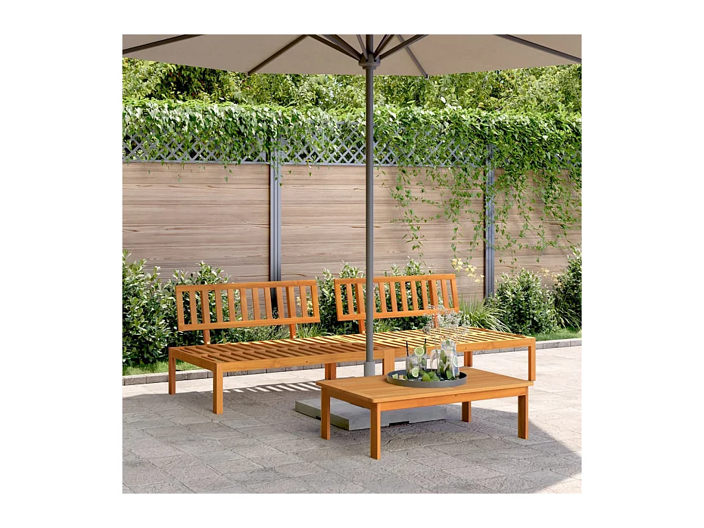 Canapés centraux palette de jardin 2 pcs bois massif d'acacia