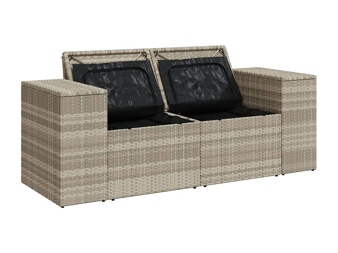 2-Sitzer-Gartensofa und hellgraue geflochtene Harzkissen