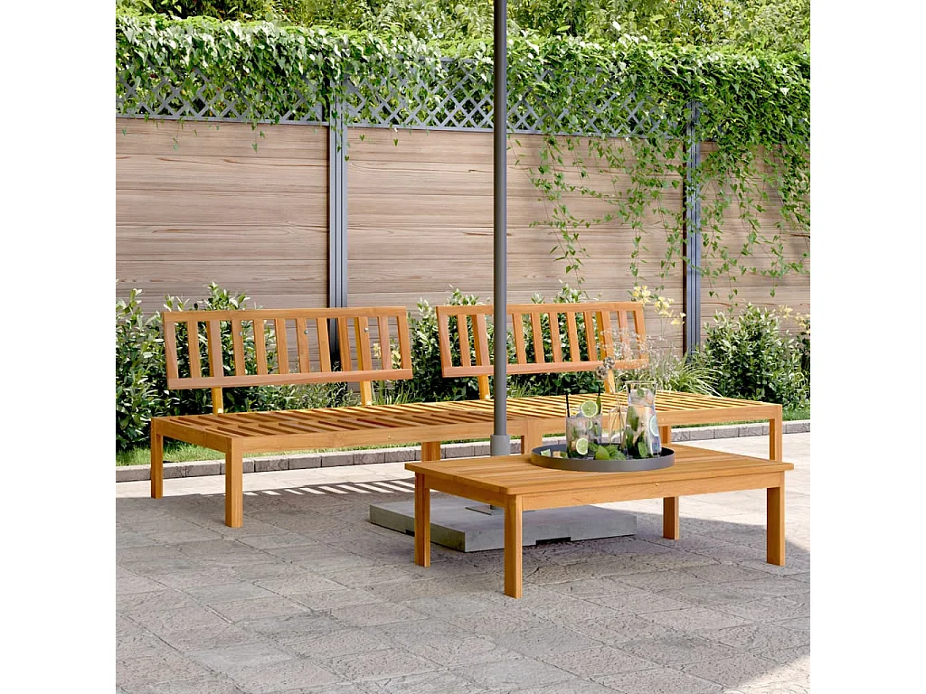 Canapés centraux palette de jardin 2 pcs bois massif d'acacia