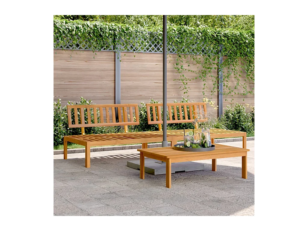Canapés centraux palette de jardin 2 pcs bois massif d'acacia