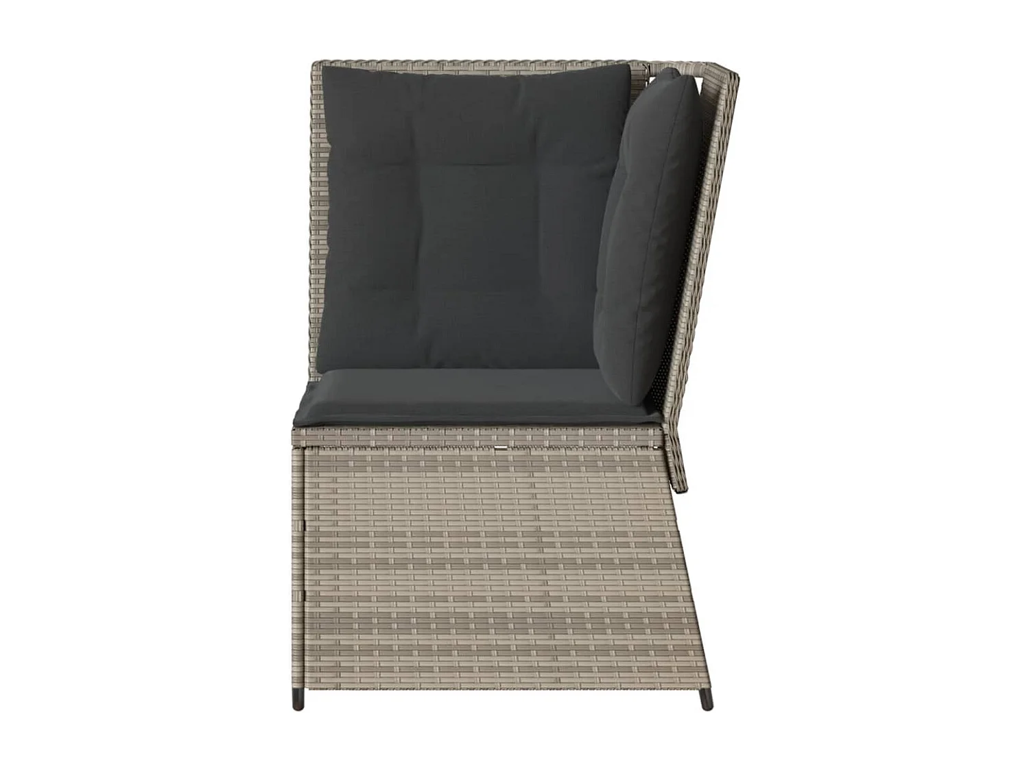 Canapé d'angle de jardin et coussins gris clair résine tressée