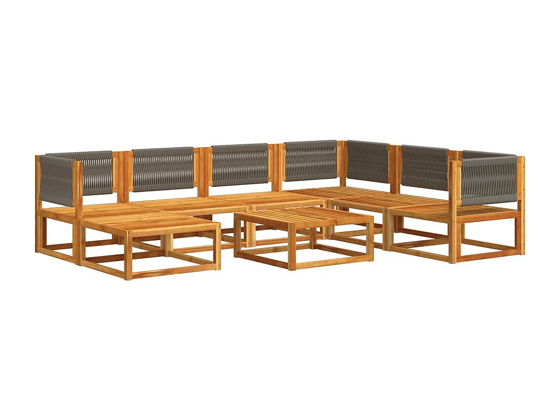Salon de jardin avec coussins 8 pcs bois massif d'acacia