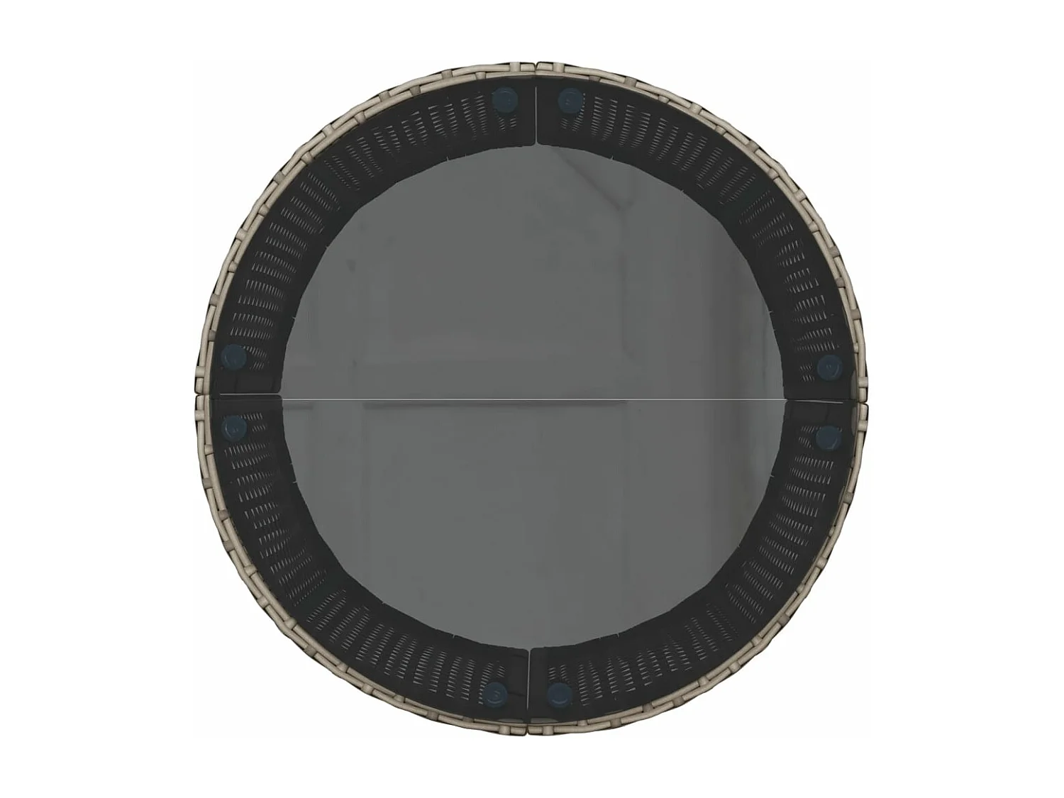 Canapé de jardin avec table coussins rond gris résine tressée