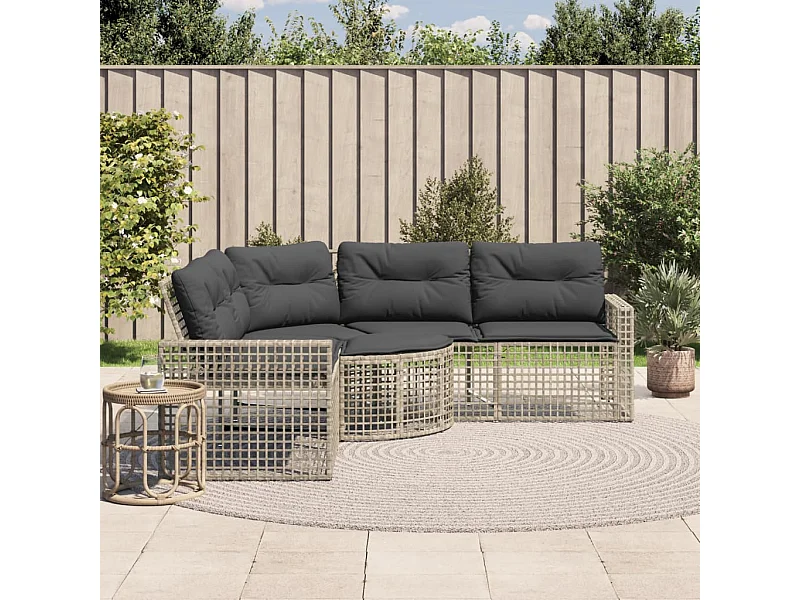 Canapé de jardin et coussins et repose-pied en forme de L rotin