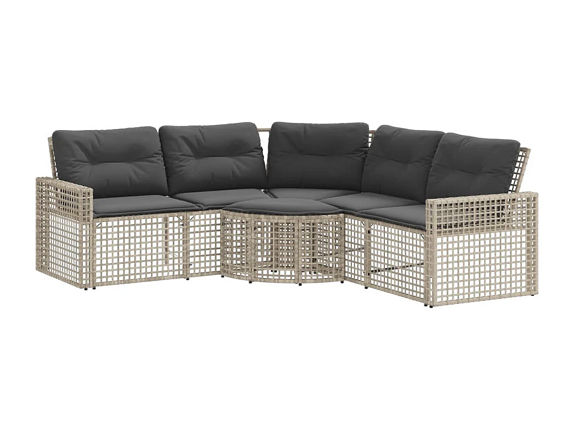 Canapé de jardin et coussins et repose-pied en forme de L rotin