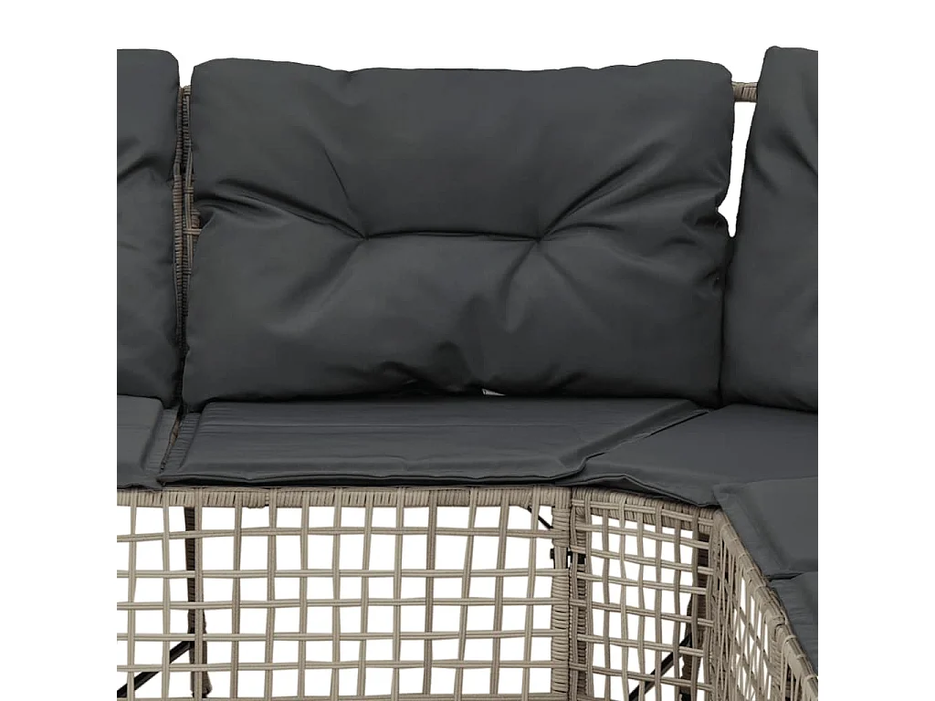 Canapé de jardin et coussins et repose-pied en forme de L rotin