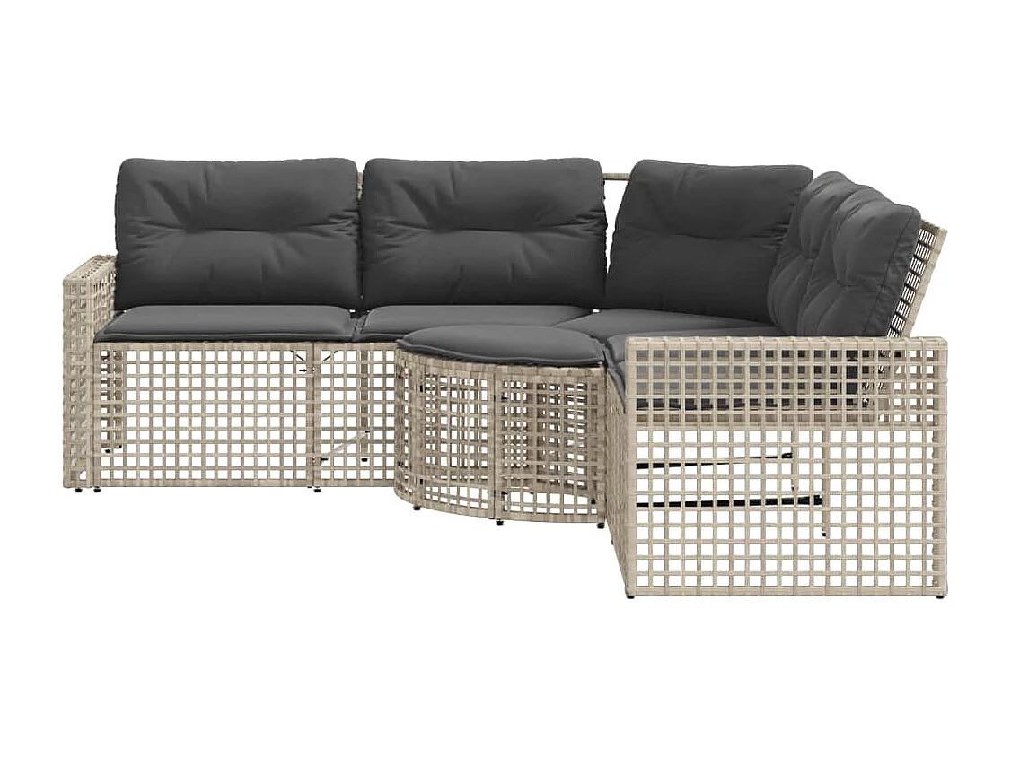 Canapé de jardin et coussins et repose-pied en forme de L rotin