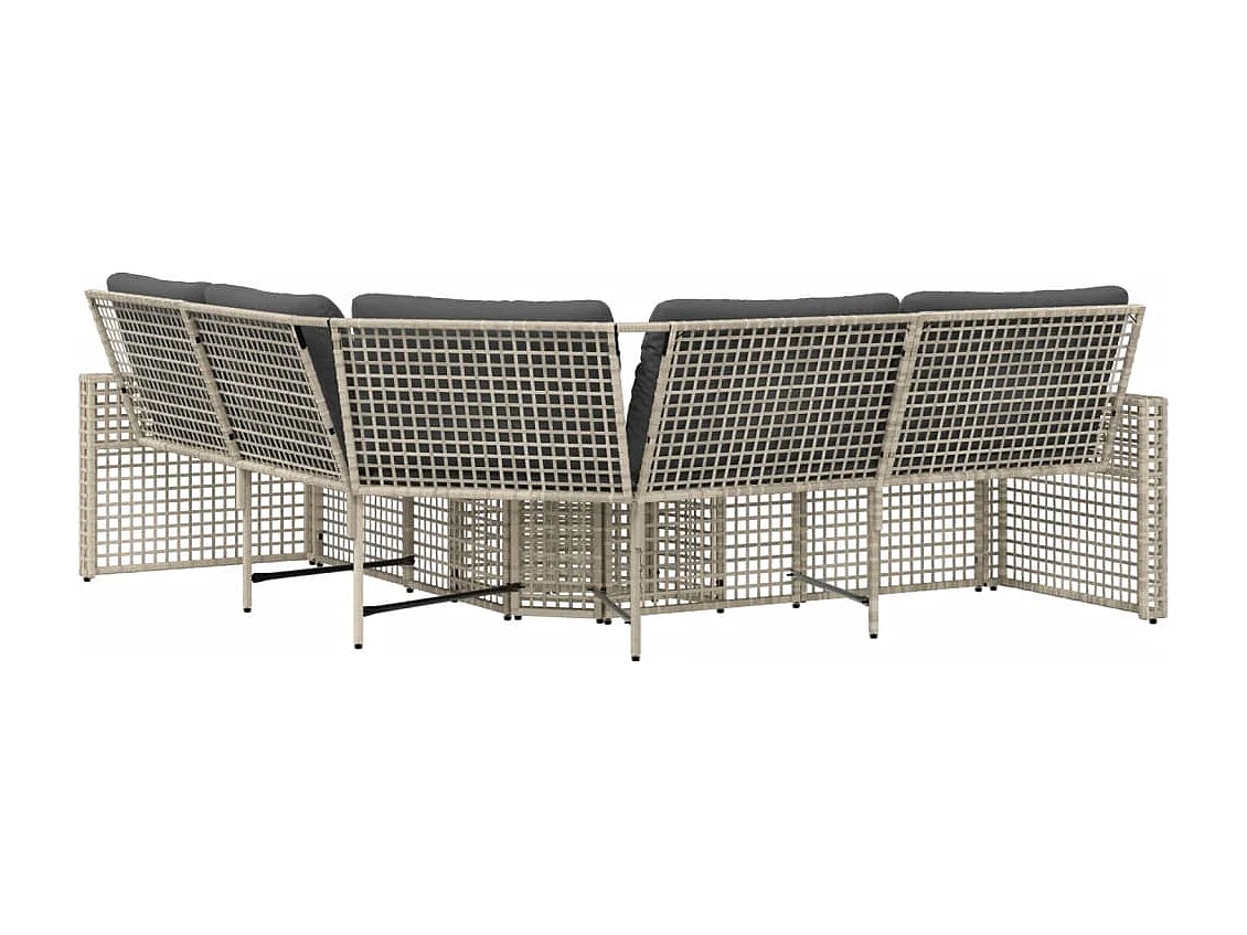 Canapé de jardin et coussins et repose-pied en forme de L rotin