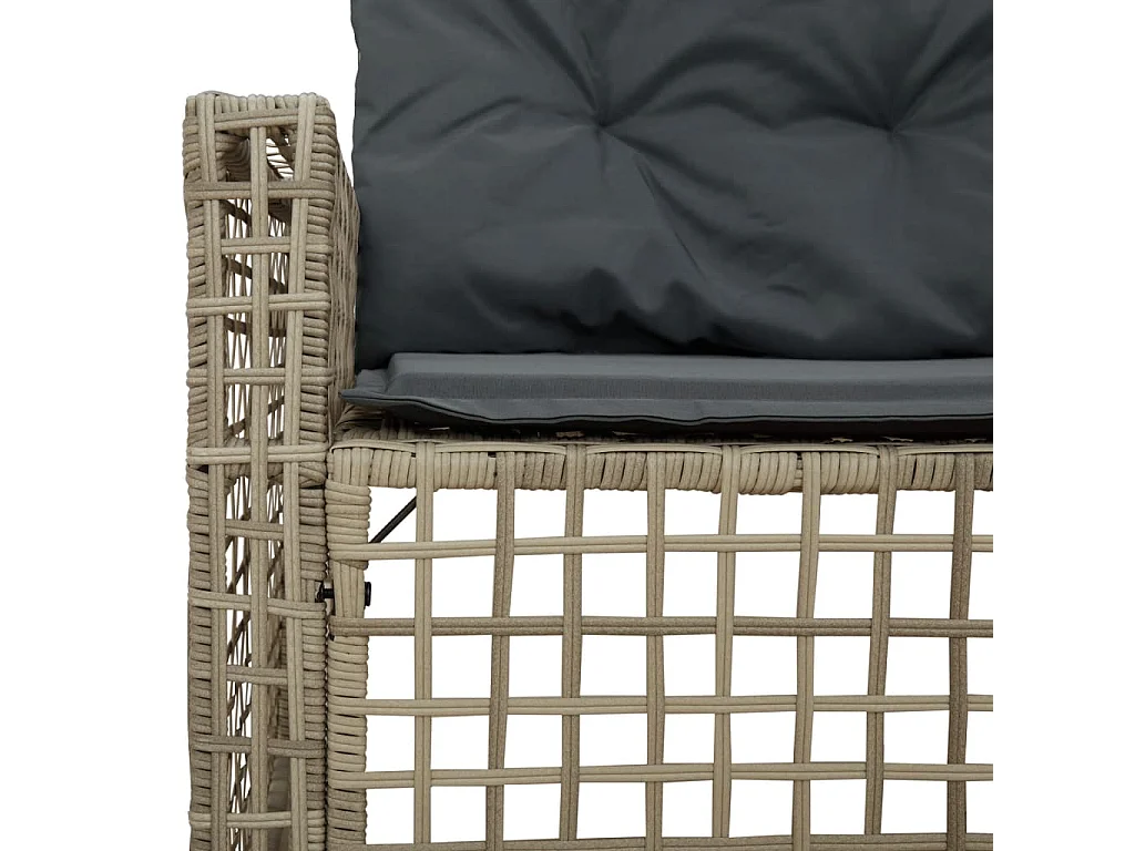 Canapé de jardin et coussins et repose-pied en forme de L rotin