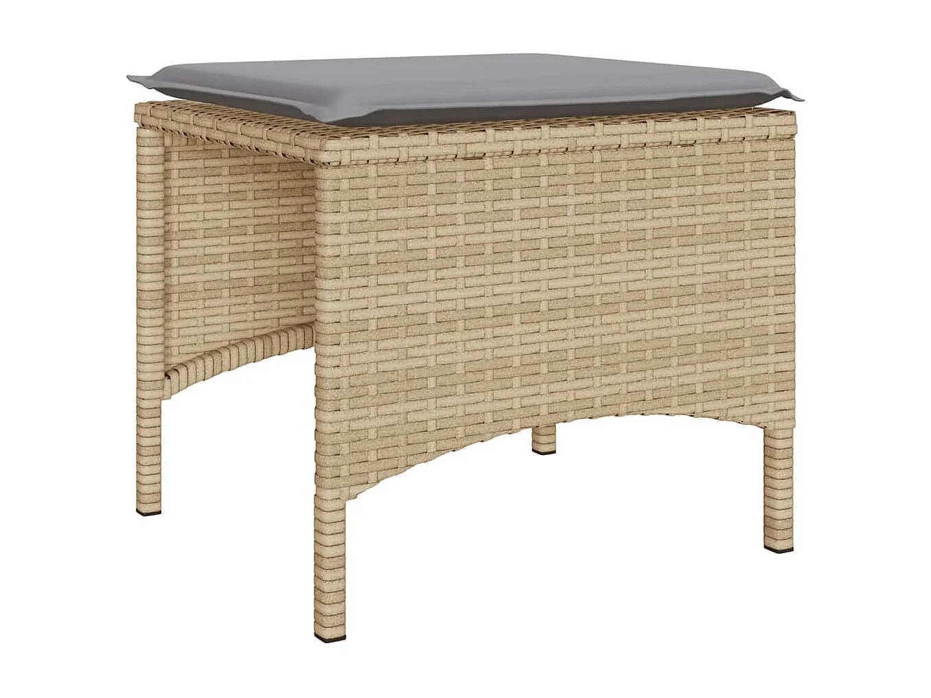 Canapé de jardin 2 places avec table et tabourets beige rotin