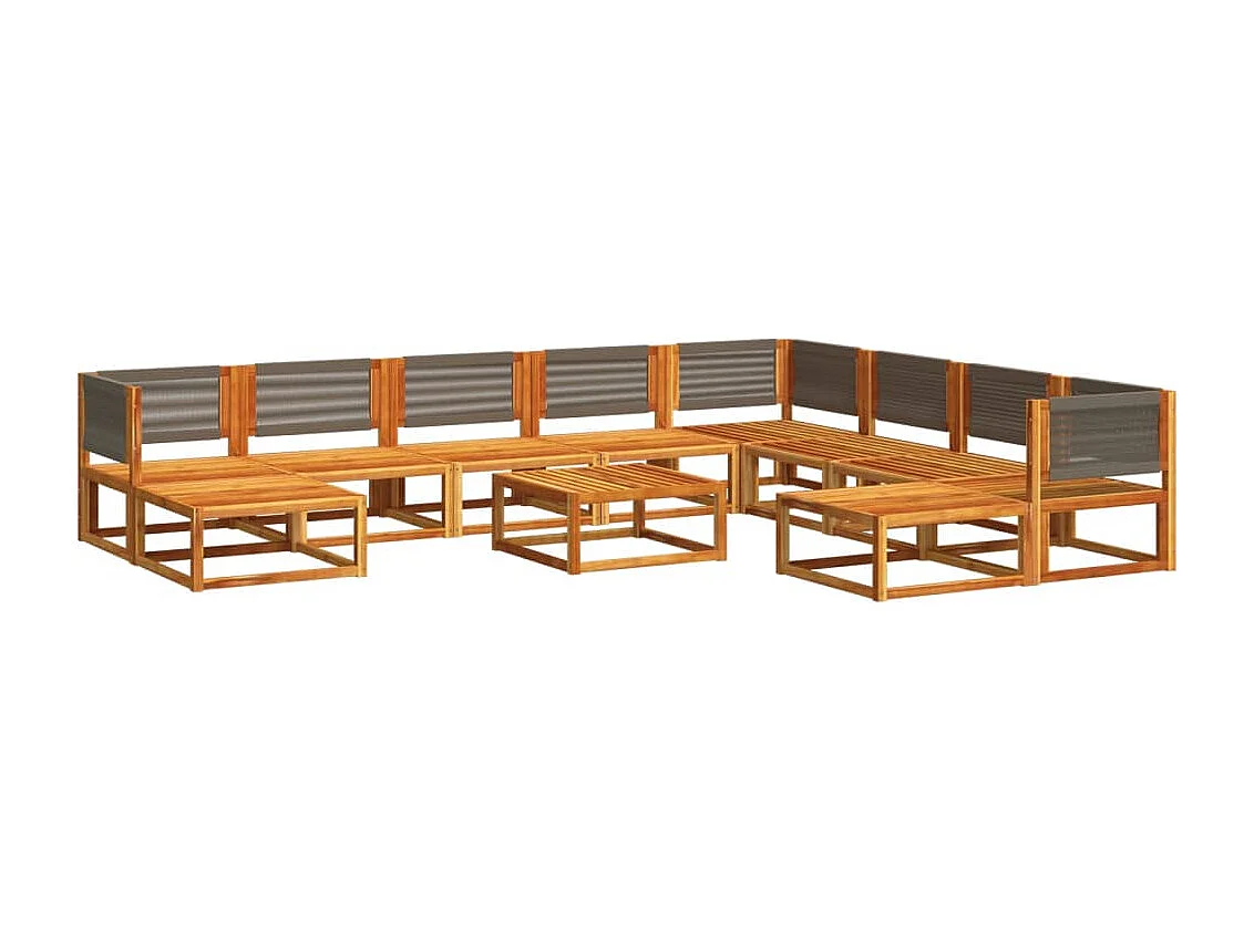 Gartenmöbel mit Kissen 11 Stück aus massivem Akazienholz