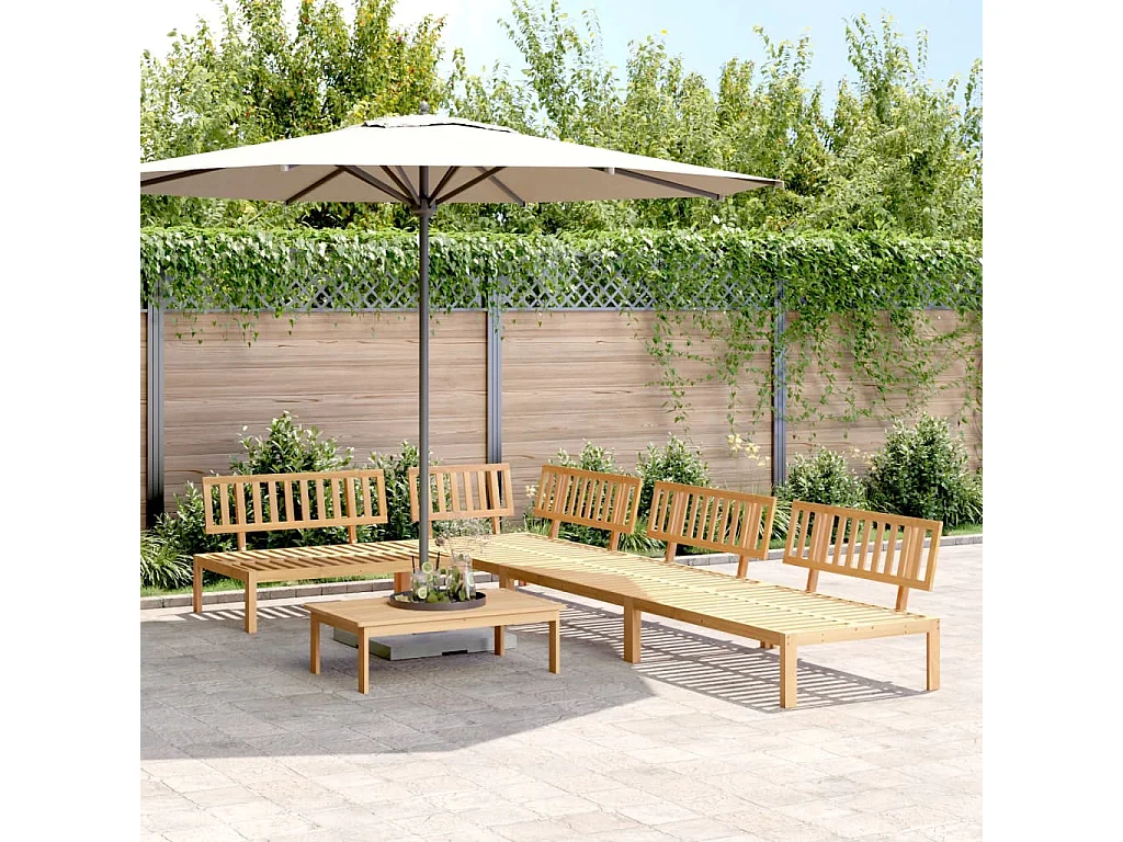 Salón de palets de jardín 5 piezas de madera maciza de acacia