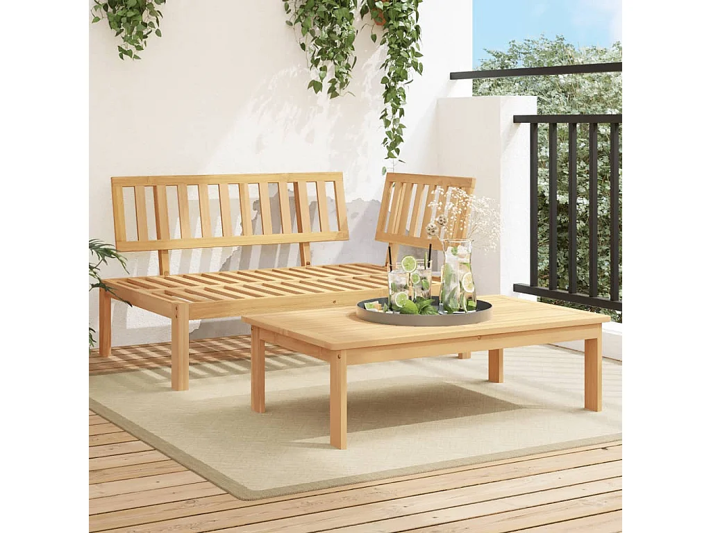 Salon de jardin palette 2 pcs bois massif d'acacia