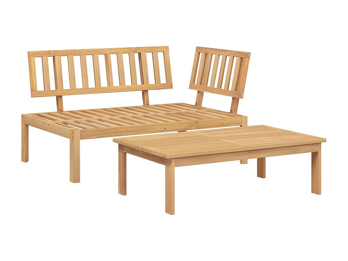 Salon de jardin palette 2 pcs bois massif d'acacia