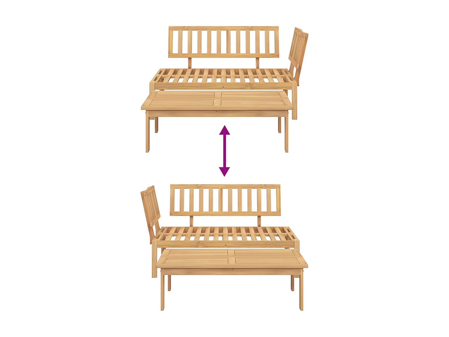 Salon de jardin palette 2 pcs bois massif d'acacia