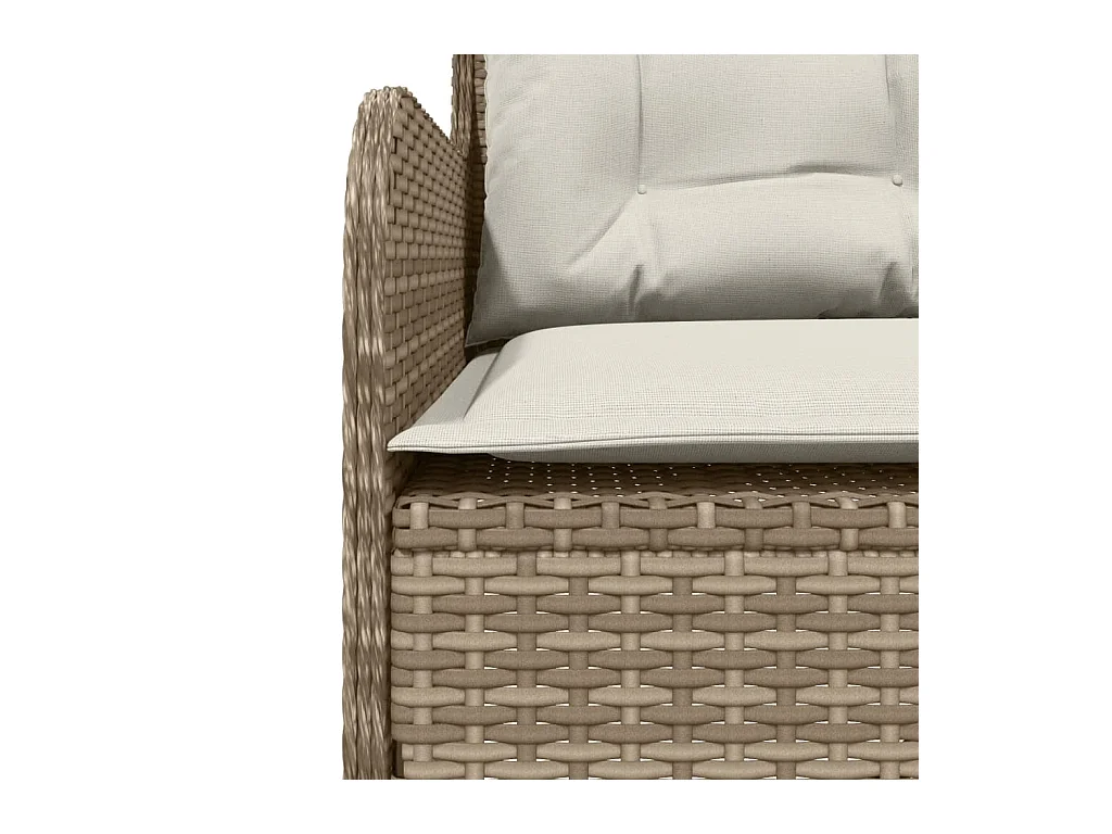 Divano da giardino con cuscini a L in resina intrecciata beige