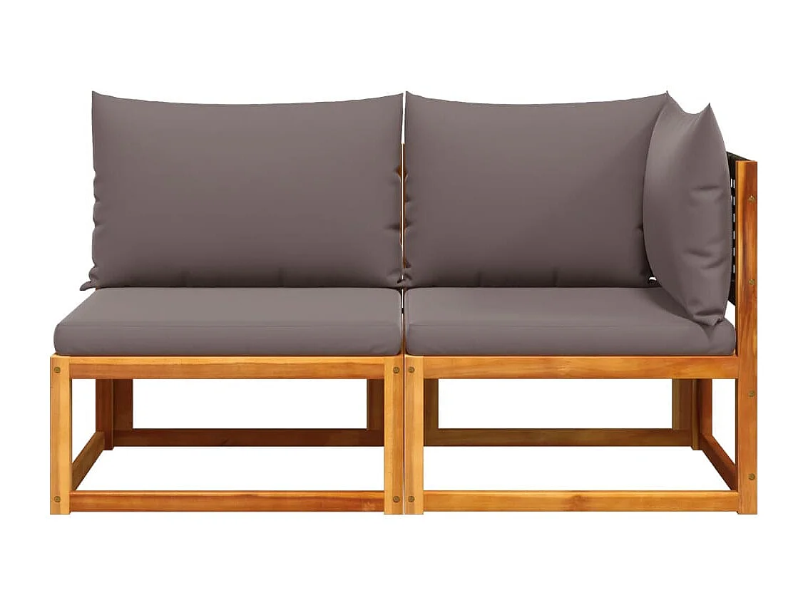 Gartensofa mit Kissen für 2 Personen aus massivem Akazienholz