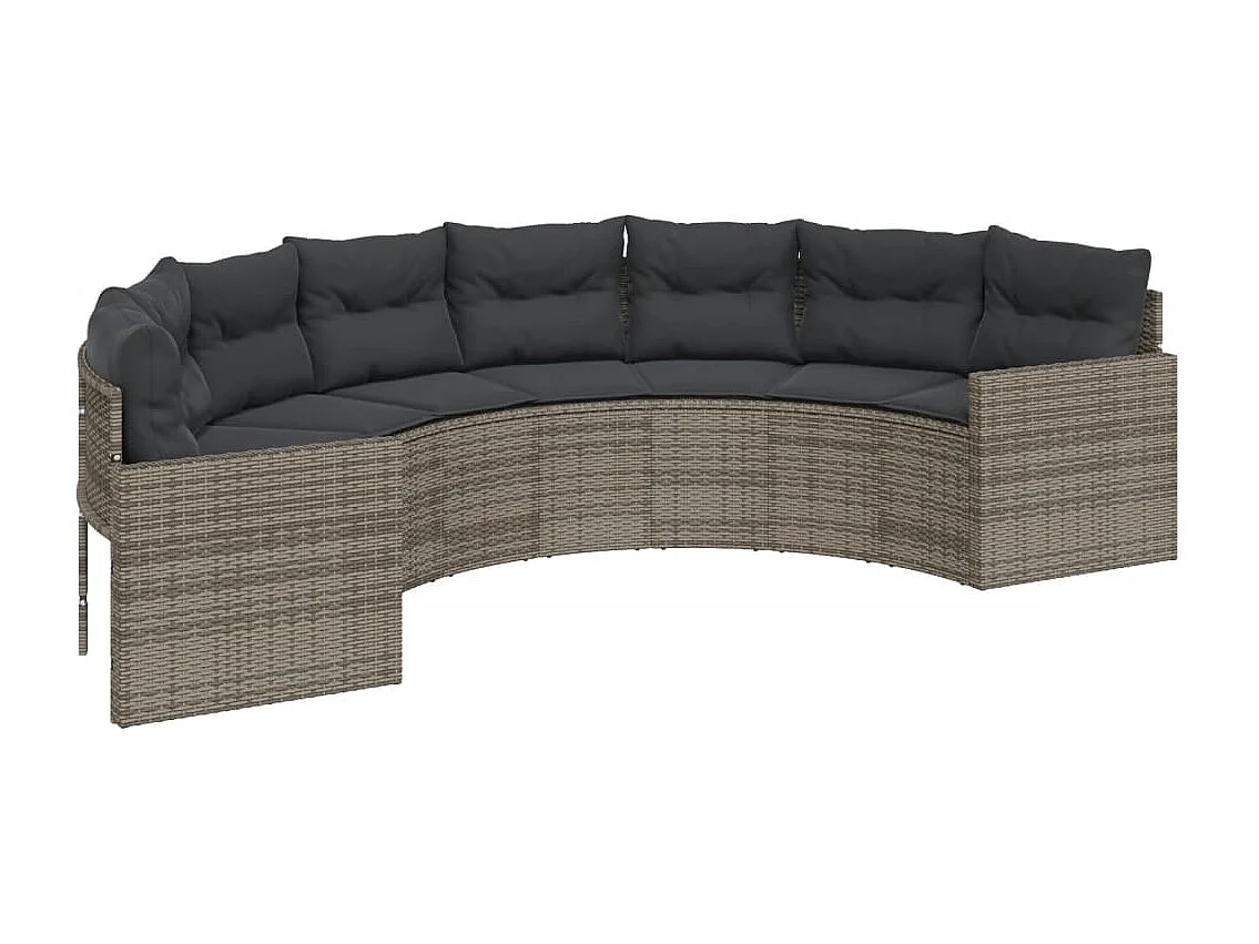 Almofadas de mesa para sofá de jardim meio redondo de resina tecida cinza