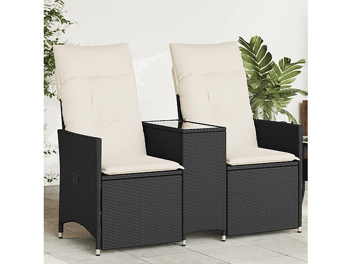 Vidaxl Tuinbank - met - tafel - en - kussens - L-vormig - poly - rattan