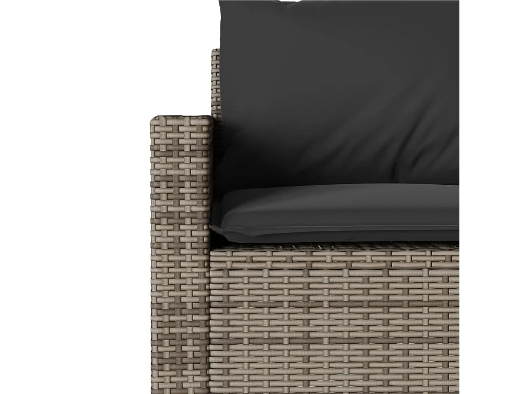 Canapé de jardin avec coussins 3 places gris résine tressée