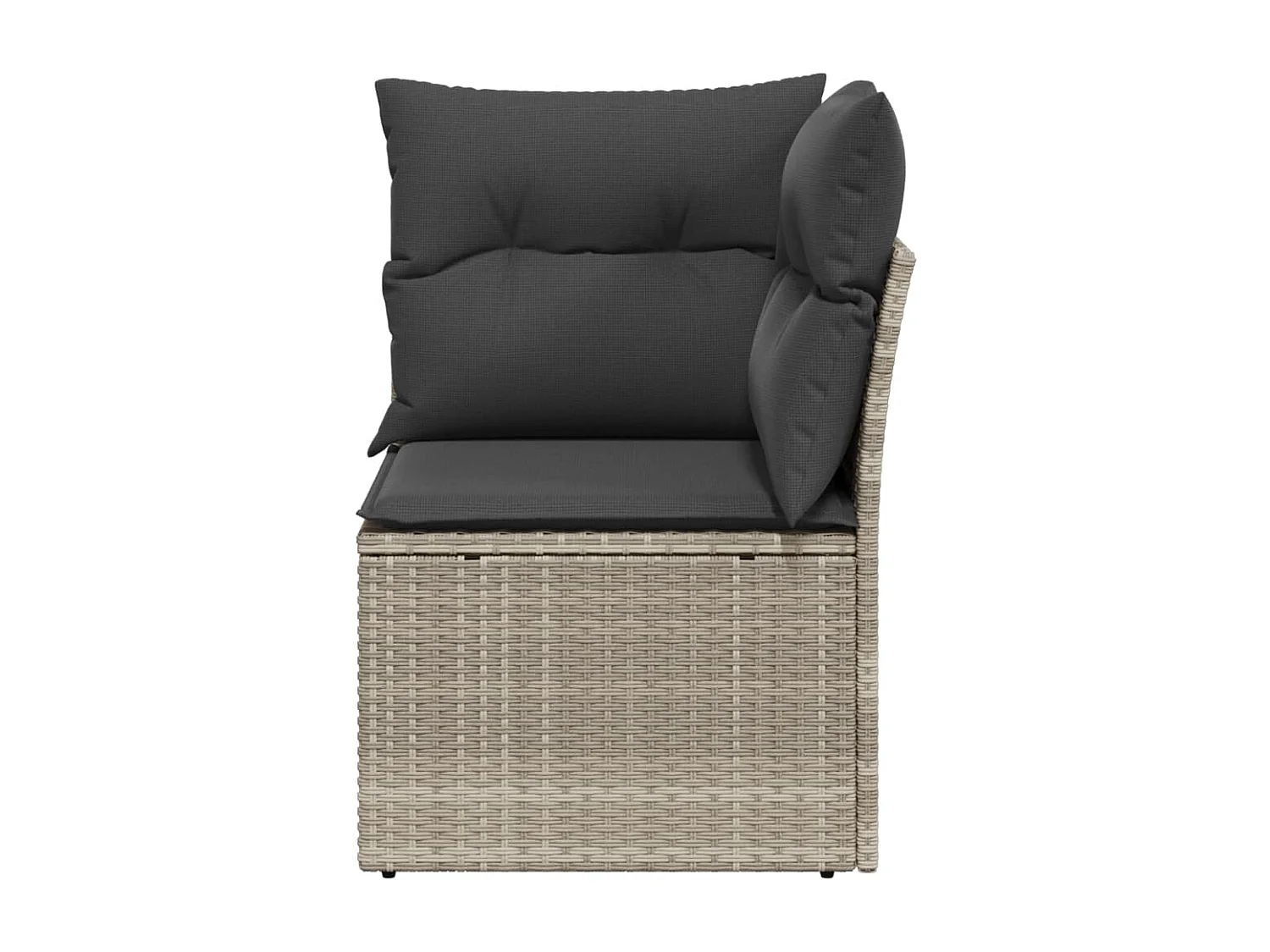 Canapé d'angle de jardin et coussins gris clair résine tressée