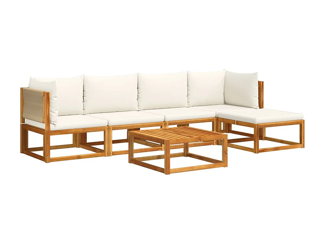 Salon de jardin avec coussins 6 pcs bois d'acacia solide