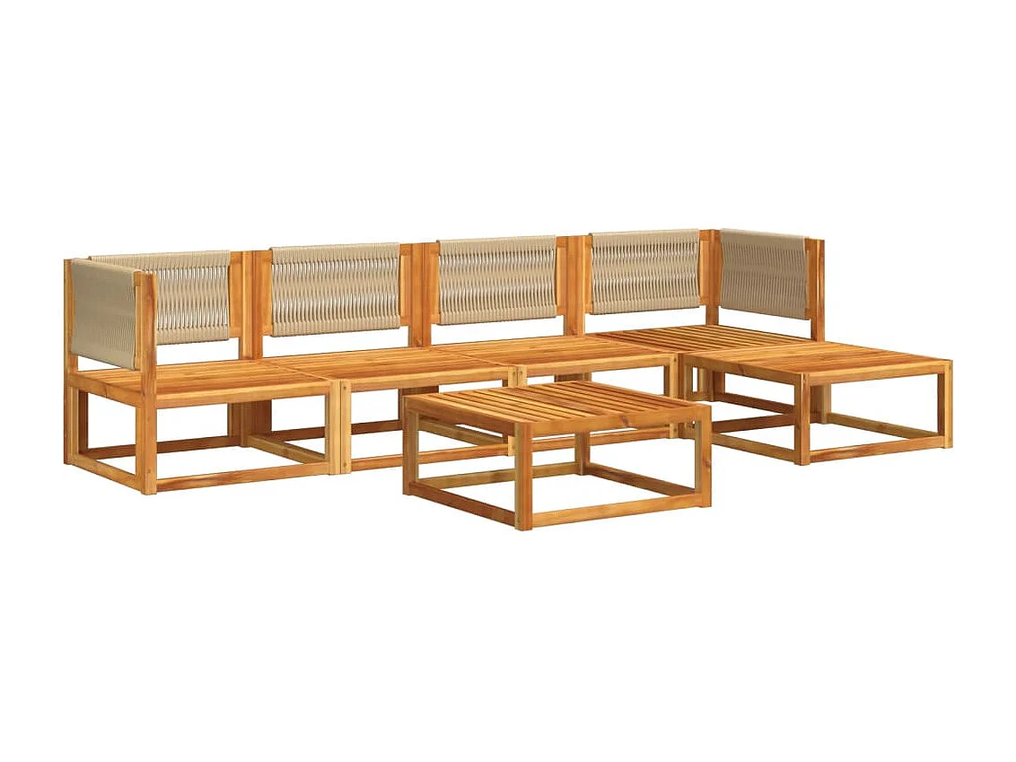 Salon de jardin avec coussins 6 pcs bois d'acacia solide