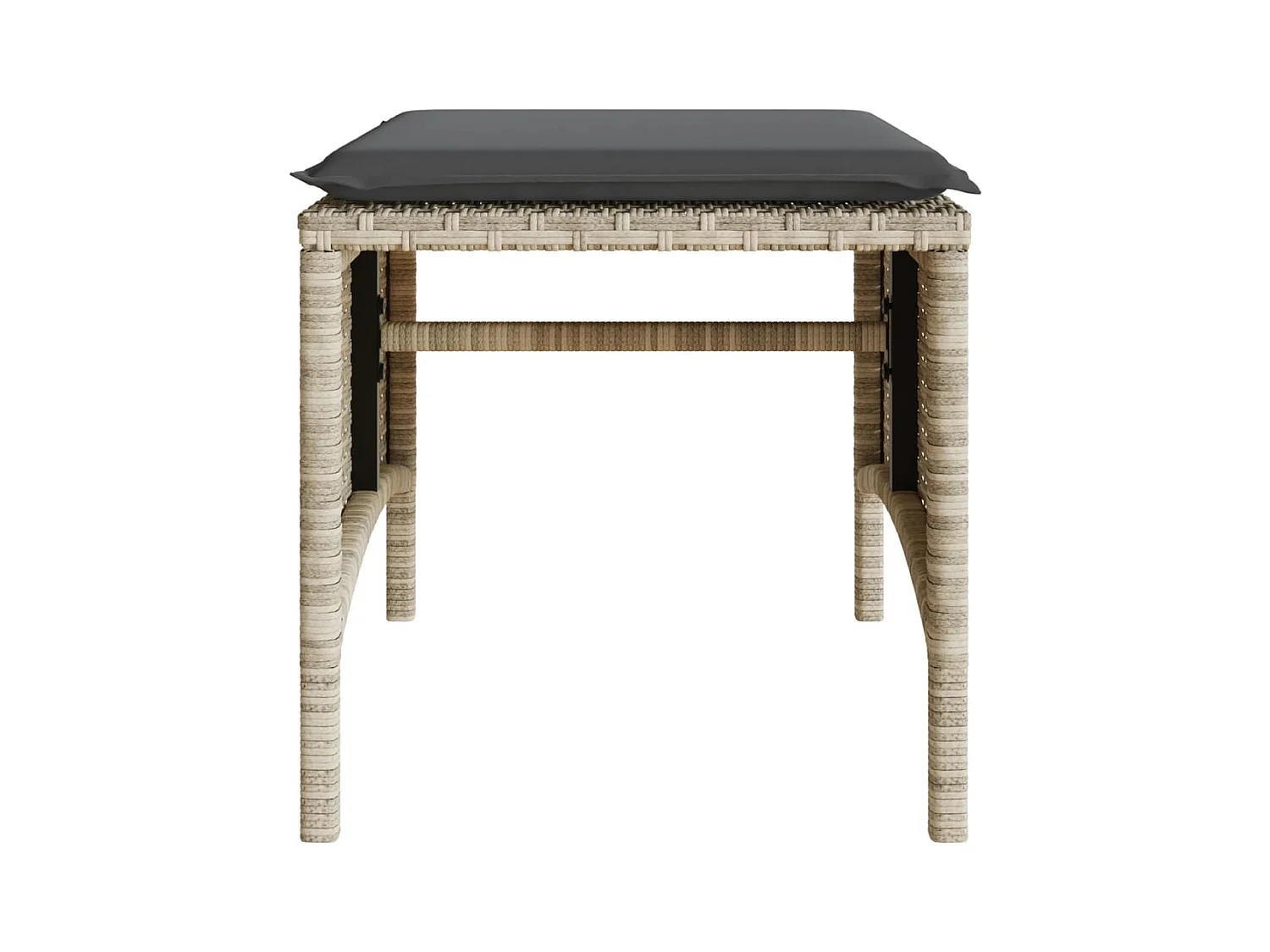 Canapé de jardin 2 places avec table tabourets gris clair rotin