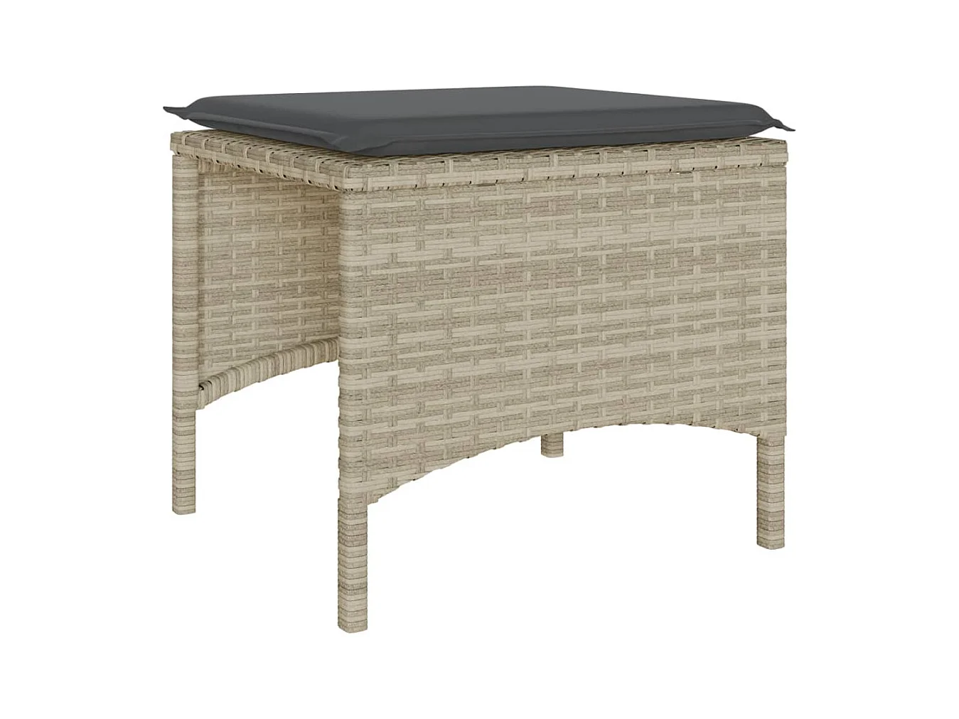 Canapé de jardin 2 places avec table tabourets gris clair rotin