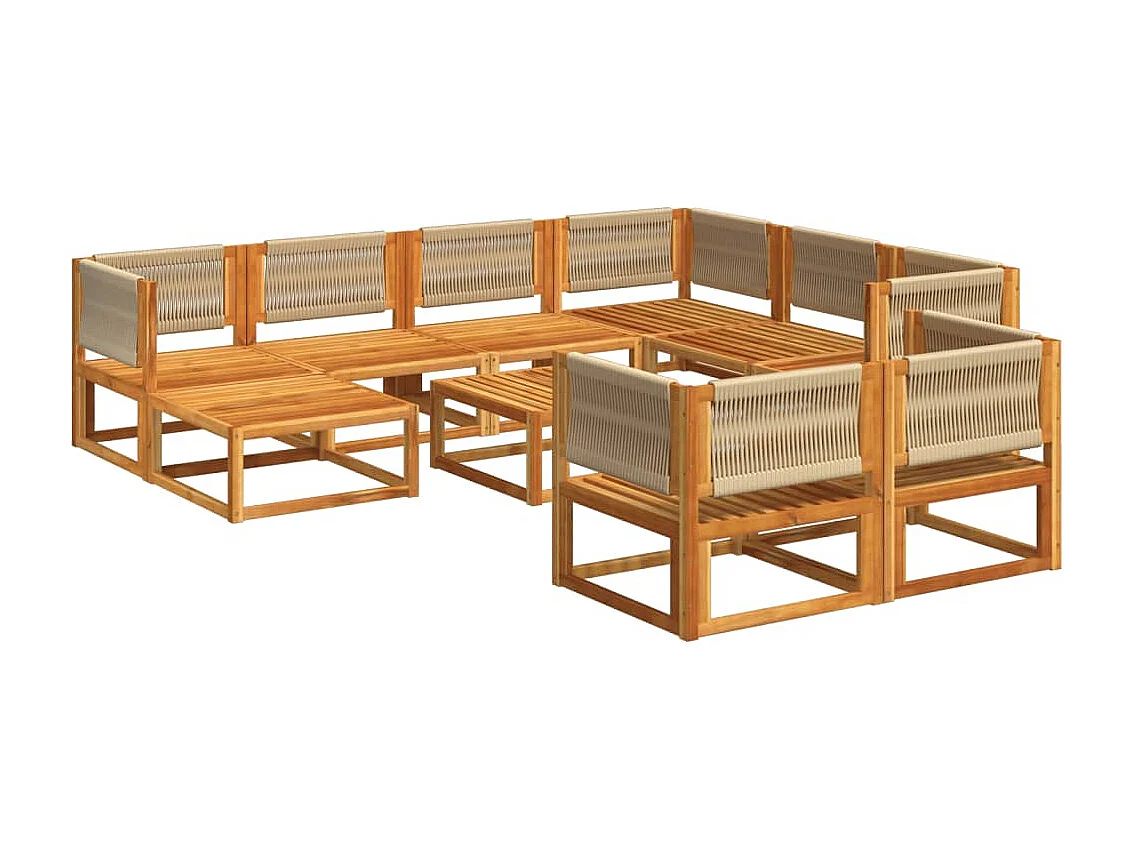 Muebles de jardín con cojines 10 piezas de madera maciza de acacia