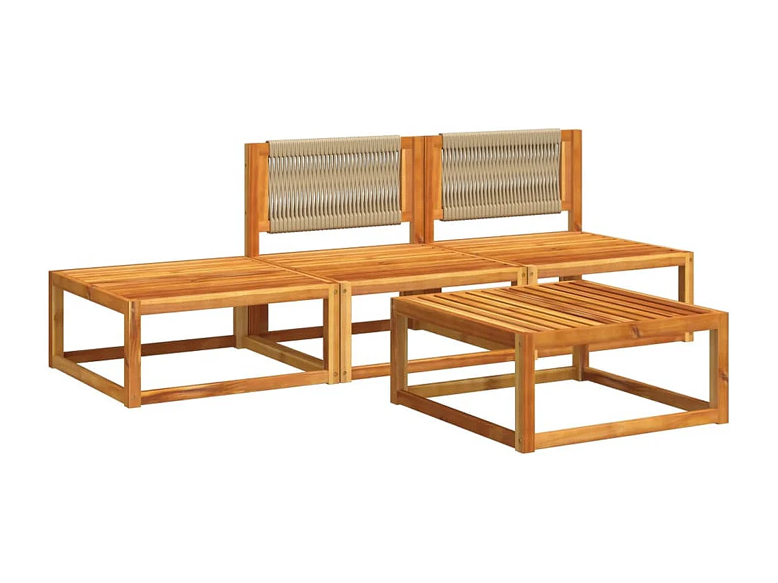 Mobili da giardino con cuscini 4 pezzi in legno massello di acacia