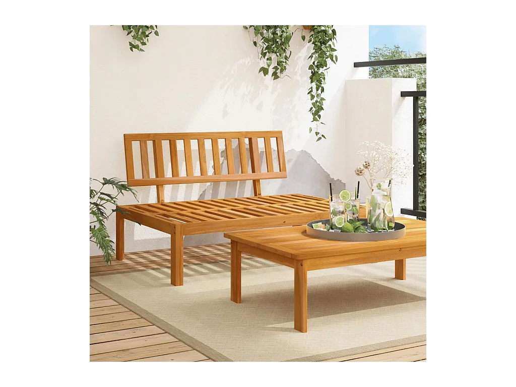 Canapé central palette de jardin bois massif d'acacia