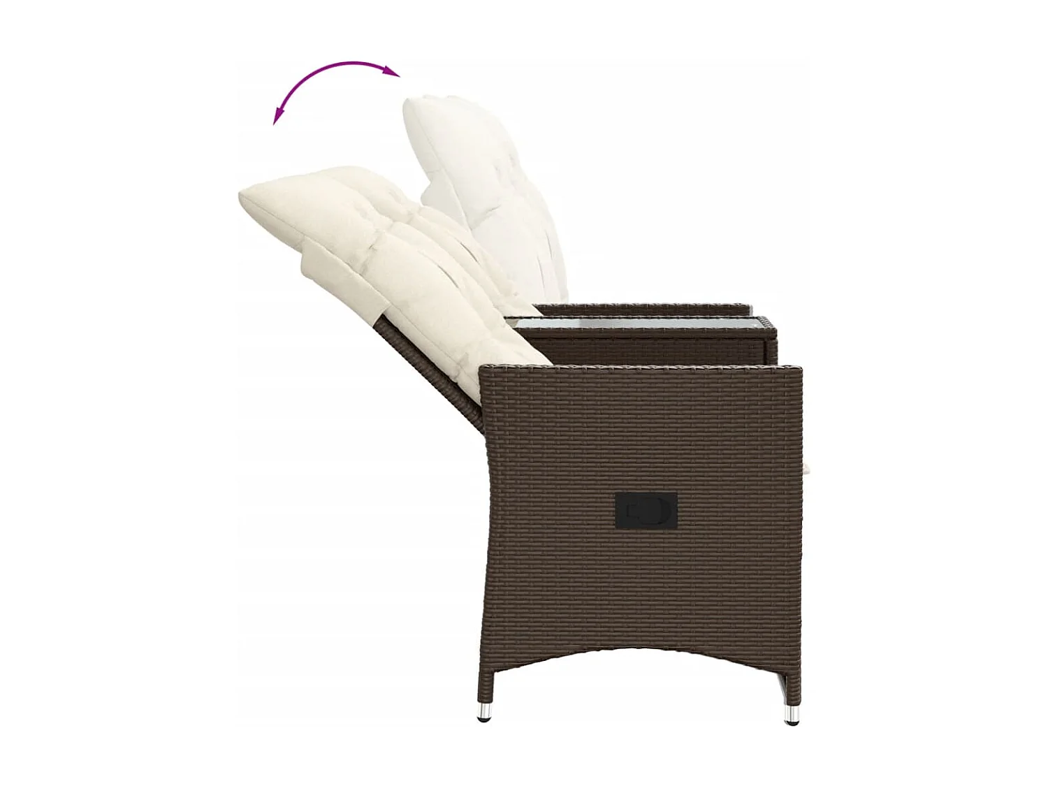 2-Sitzer-Gartensofa mit braunem Rattantisch