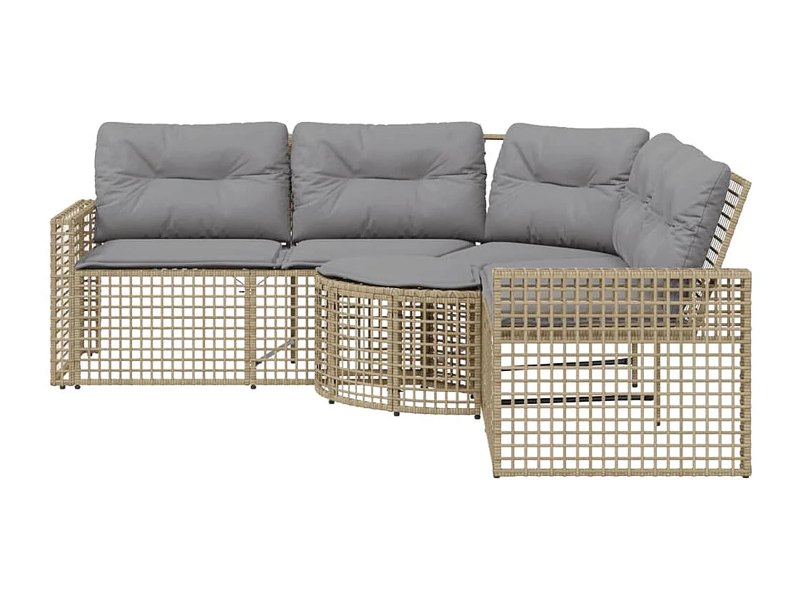 Canapé de jardin et coussins et repose-pied en forme de L rotin