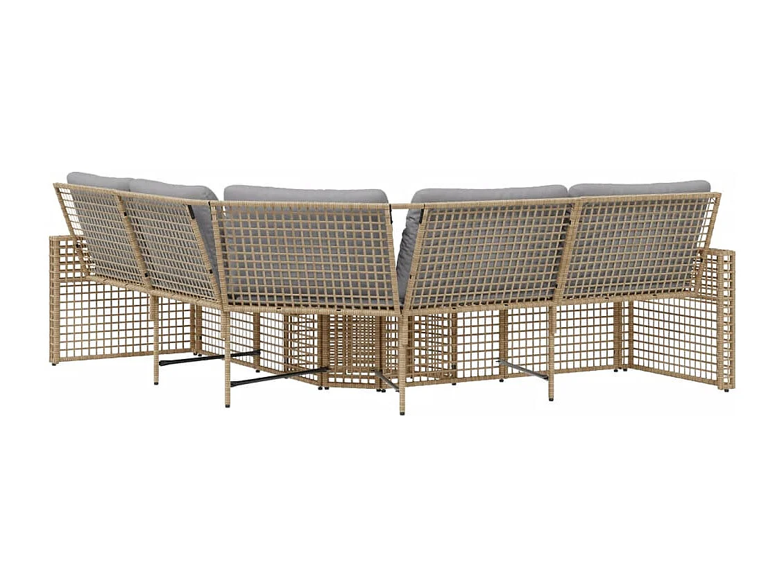 Canapé de jardin et coussins et repose-pied en forme de L rotin